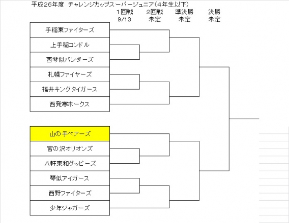 チャレンジカップスーパージュニアの組合せ