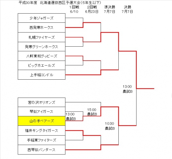 北海道選抜西区予選大会　結果